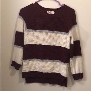 Maroon and White Knit Sweater